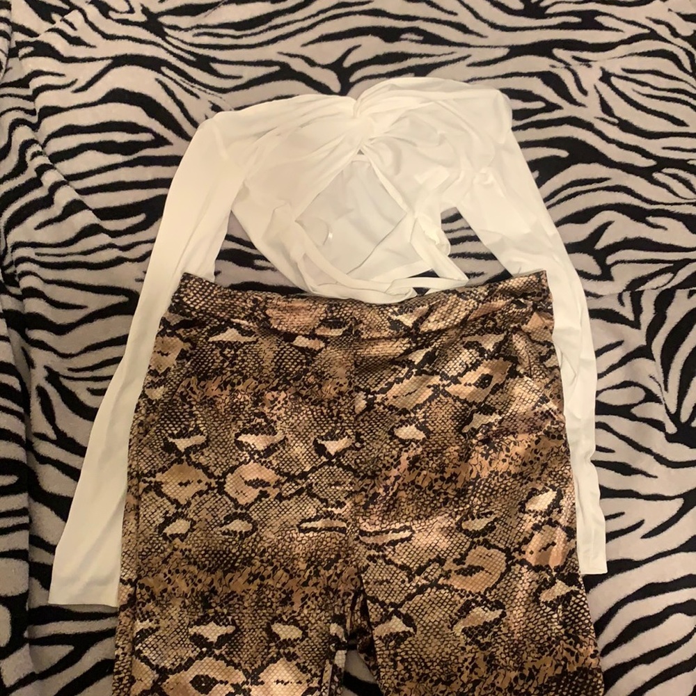 Pants and a white shirt. large and XL